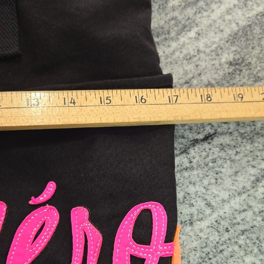 Aeropostale Y2K Black Canvas Signature Colorful Logo Pocket Handles Tote Bag - Picture 7 of 15